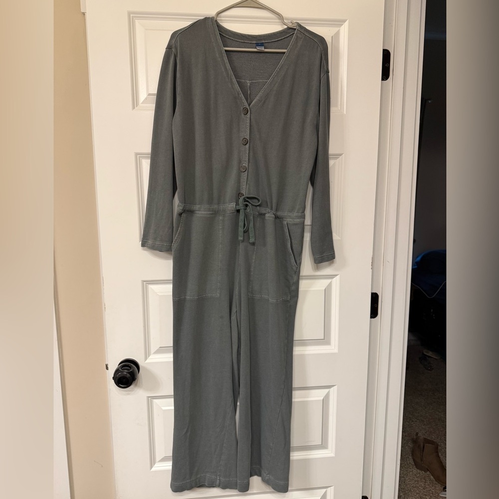 Old Navy Green Jumpsuit with Button Front
